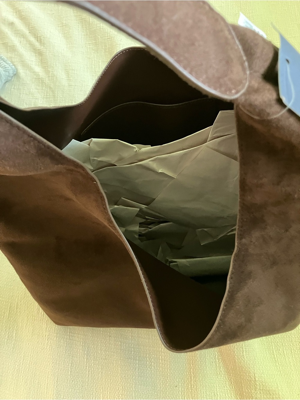 GAP Vegan Suede Slouchy Tote Bag, Chocolate Brown, NWT - Picture 3 of 5